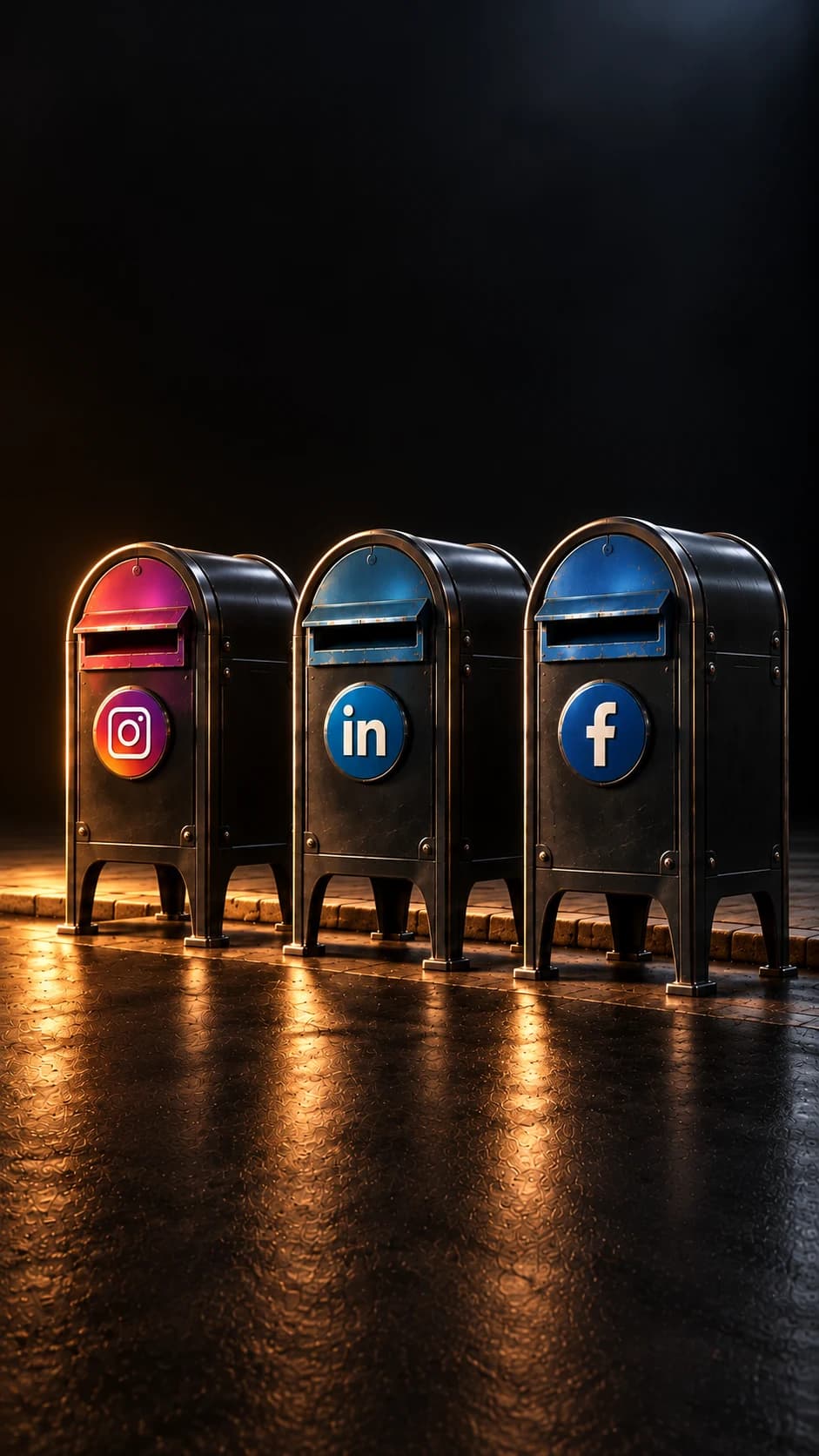 Instagram, LinkedIn and Facebook publishing postboxes.